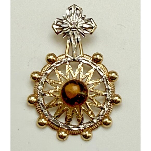 14k gold Religious Cross Wheel Star Pendant 2.95g tested - Picture 1 of 10